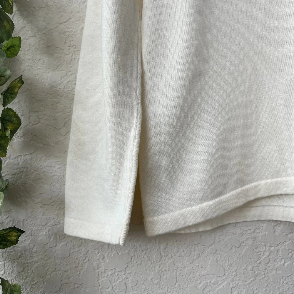 J .JILL | SWEATER SIZE MEDIUM CREAM LONG SLEEVES V-NECK - Picture 4 of 9